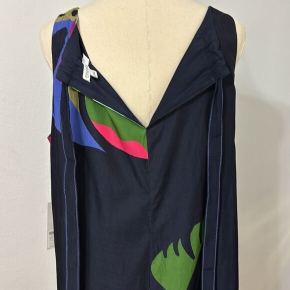 NWT Chico's Midi Dress 2/Large Trapese Back Wild Palm Sleeveless Artsy Abstract - Picture 10 of 14